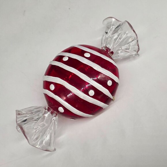 Red & White Striped Acrylic Candy Container Figurine Decorative Piece - Picture 1 of 6